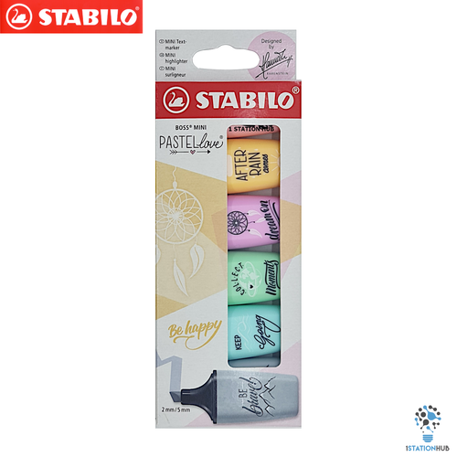 Stabilo Boss MINI Pastel Love Highlighter Marker Pen Chisel Nib | 6 Colour Pens