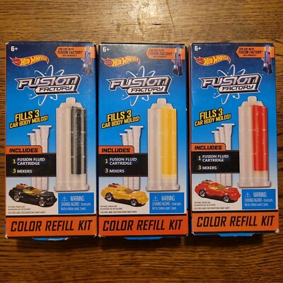 HOT WHEELS Fusion Factory (Lot Of 3) Color Refill Kits Assorted Colors NEW