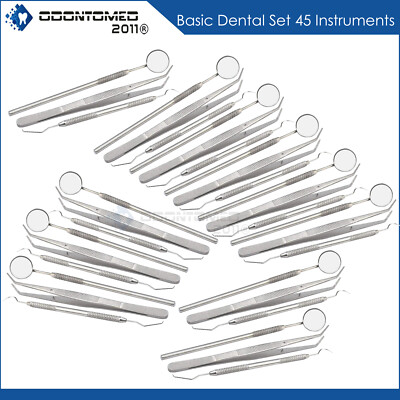 45 Basic Dental Instruments Set College Tweezer Explorer Mirror plier Economy