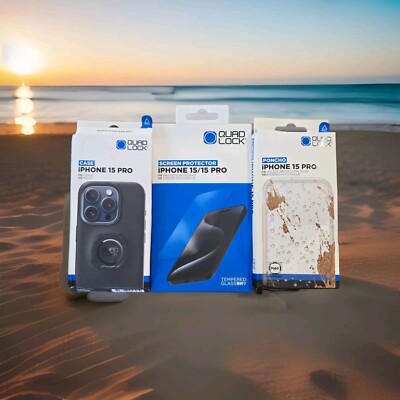 iPhone 15 Pro Quad Lock Set ''Case/ Ponch/ Screen Protector'' New Light Pack Dmg