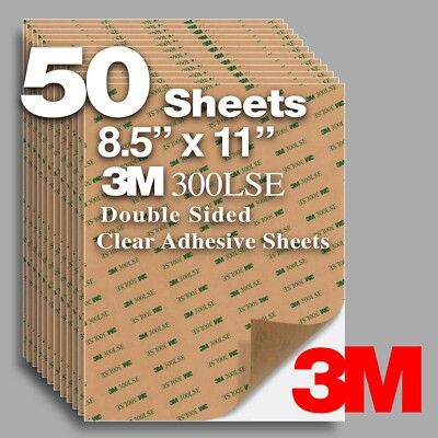 50 Sheets 8.5''x11'' Clear Super Sticky Double Sided Adhesive 3M 300LSE 9495LE