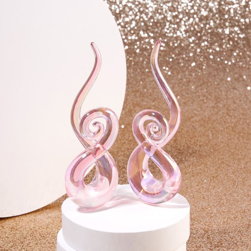 PAIR PYREX GLASS EAR PLUGS SPIRAL TWIST TAPER JELLYFISH EAR GAUGES FLESH TUNNELS