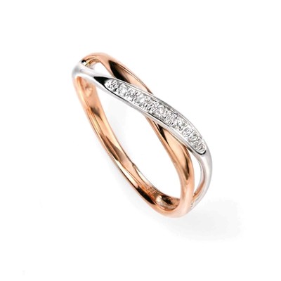 Elements Gold GR447 52 Twist Ring Pave Diamonds