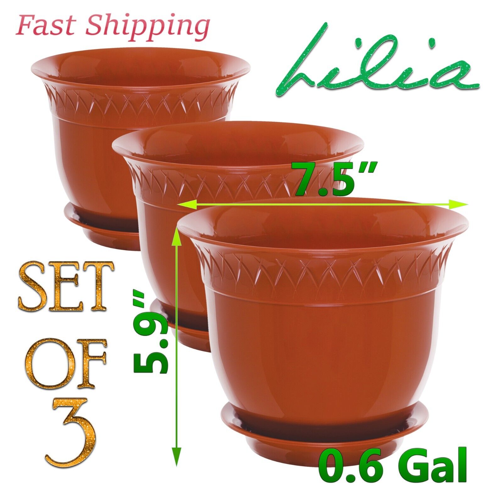 Planters Set Of 3 With Saucer Terracotta Santino Brand Plant