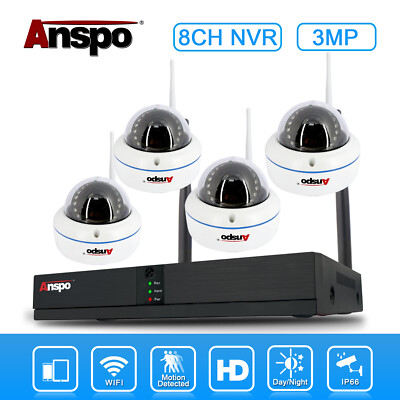 New Security Dome Camera Kit 8CH 5MP WiFi NVR 2K HD IP Wireless Home CCTV System
