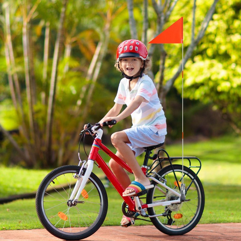Bike Cycle Safety Flag with Long Pole and Fittings, Road Safety Flag for Outdoor