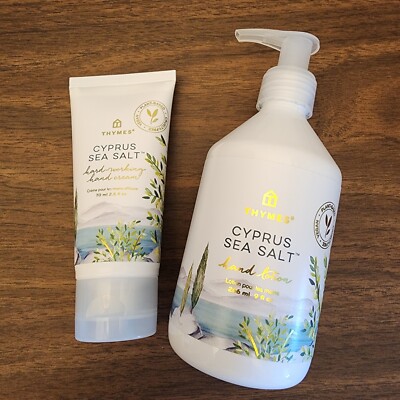 Thymes Cyprus Sea Salt Moisturizing Hand Lotion & Hard-Working Hand Cream BUNDLE