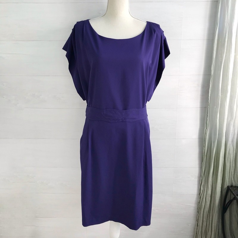 eliza j purple dress Eliza J - Purple pleated sheath dress with sash belt, sz 16