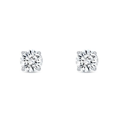 Pre-owned Shine Brite With A Diamond 1 Ct Round Labcreated Grown Diamond Earrings 14k White Gold F/vs Basket Pushback In White/colorless