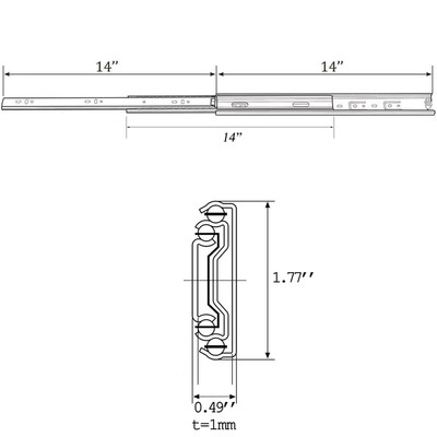 Full Extension Drawer Slides 14 Inch 2 Pairs Side Mount Metal Ball Bearing Dr...