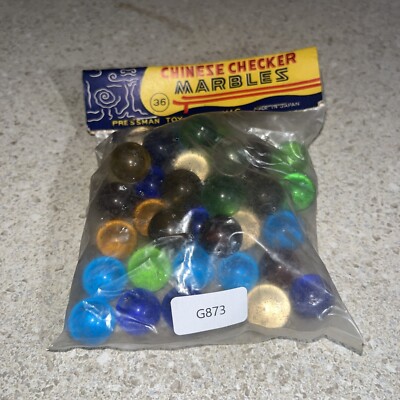 G873~  NOS Pressman Toy Corp Chinese Checker Marbles in Orig. Bag 1950's