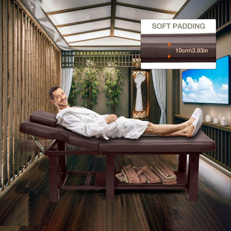 Brown Heavy Duty Massage Table Adjustable Facial Bed Salon Spa And Beauty Bed