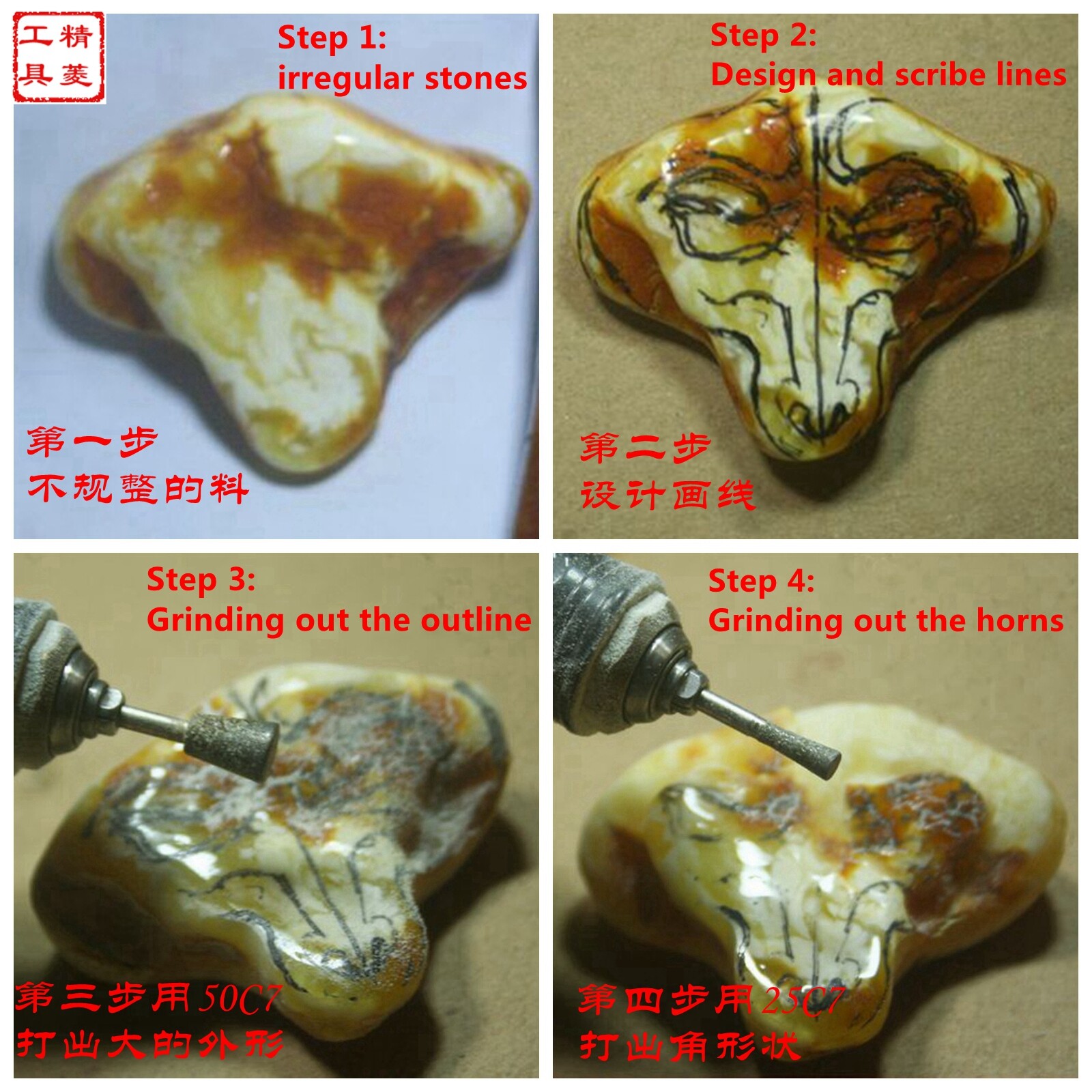 30Pcs Diamond Grinding Bits Carving Burrs 3mm Round Ball 1/8" Shank for Dremel