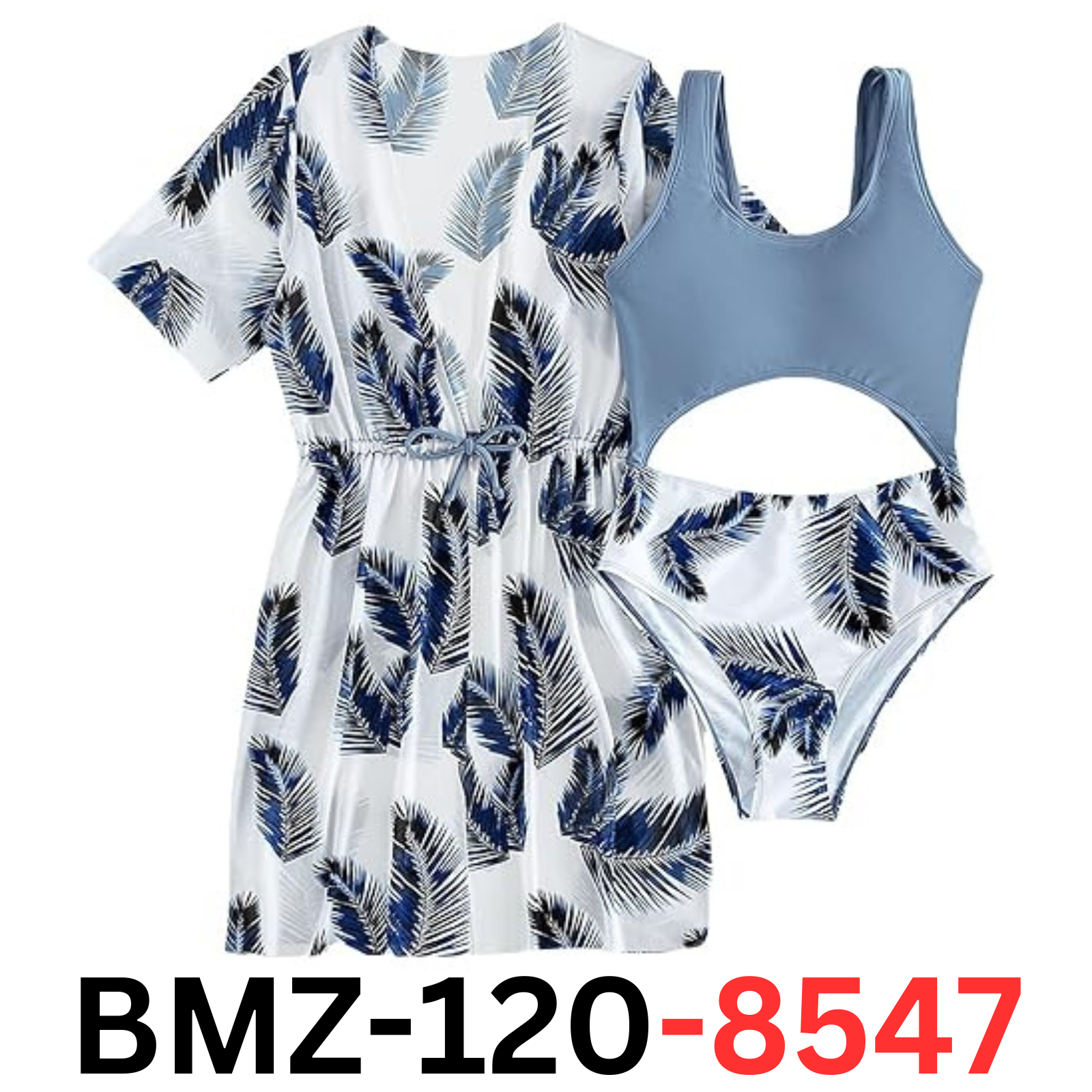 Cozyease Girls' 2 Piece Sets Print Scoop Neck One Piece Swimsuit, 8-9 Years