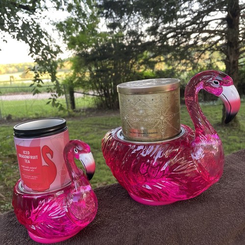 NEW Bath & Body Works Water Globe PINK FLAMINGO 3-Wick & 2