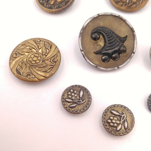 Mixed Lot of 11 Vintage Metal Buttons - Round Textured Pairs