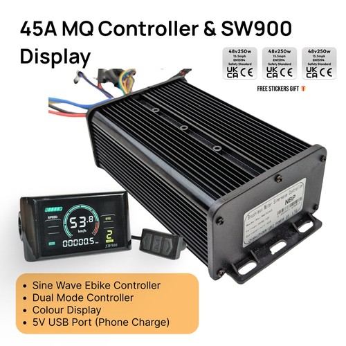 BLDC Controller Sine Wave 48-72V MQ 45A + SW900 Display Dual Mode