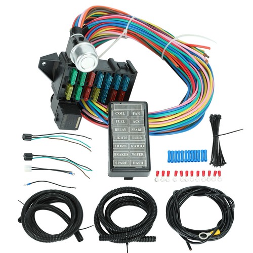 12-14 Circuit Universal Wiring Harness Muscle Car Hot Rod Street XL Wires New