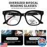 ZESAKER Bifocal Reading Glasses for Women and Men, Oversized Progressive Readers Spring Hinges, Multifocal Clear Top Computer Readers Blue light Blocking Anti Glare Bifocal Readers (Black, 1.5)