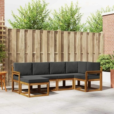 Outdoor Sofa Set with Cushion 6 pcs Natural and Anthracite