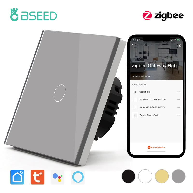 Zigbee Touch Switches 1/2/3Gang 1Way Wireless Control Smart Light Switch Wifi Wa