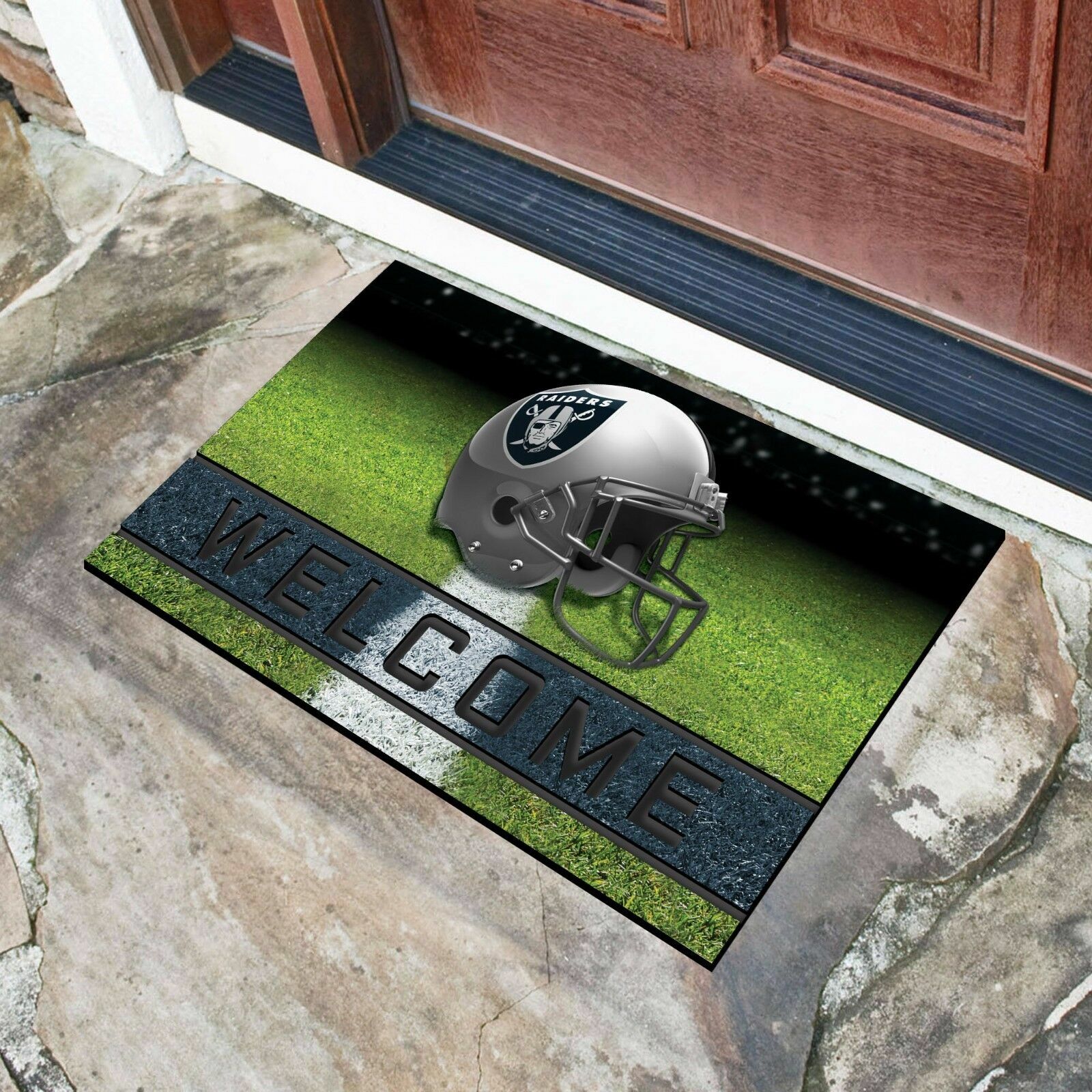 FANMATS 19955 Team Color 18 x 30 Crumb Rubber Oakland Raiders Door Mat
