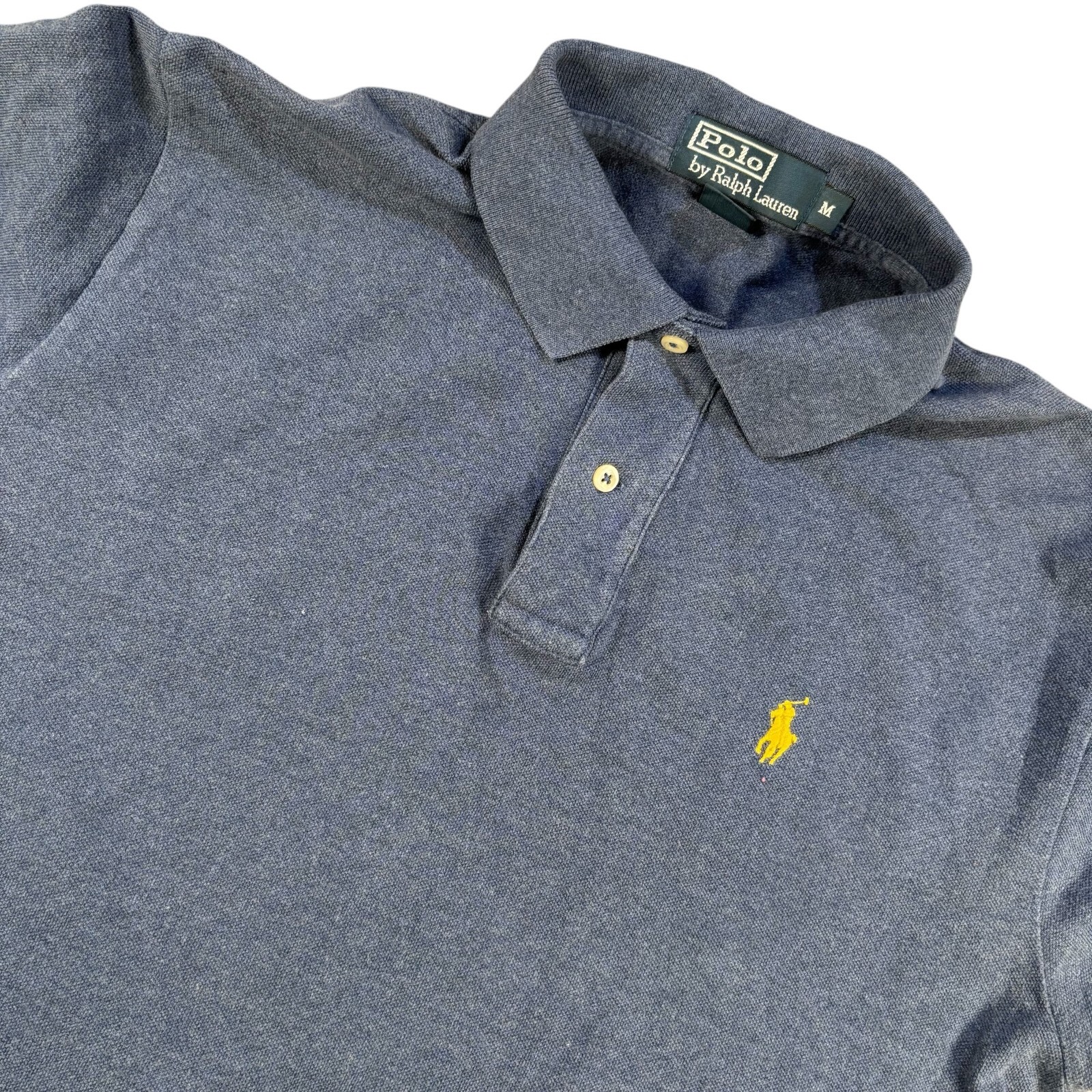VTG Polo Ralph Lauren Mens Blue Polo Shirt Short Sleeve Preppy Logo Sz M