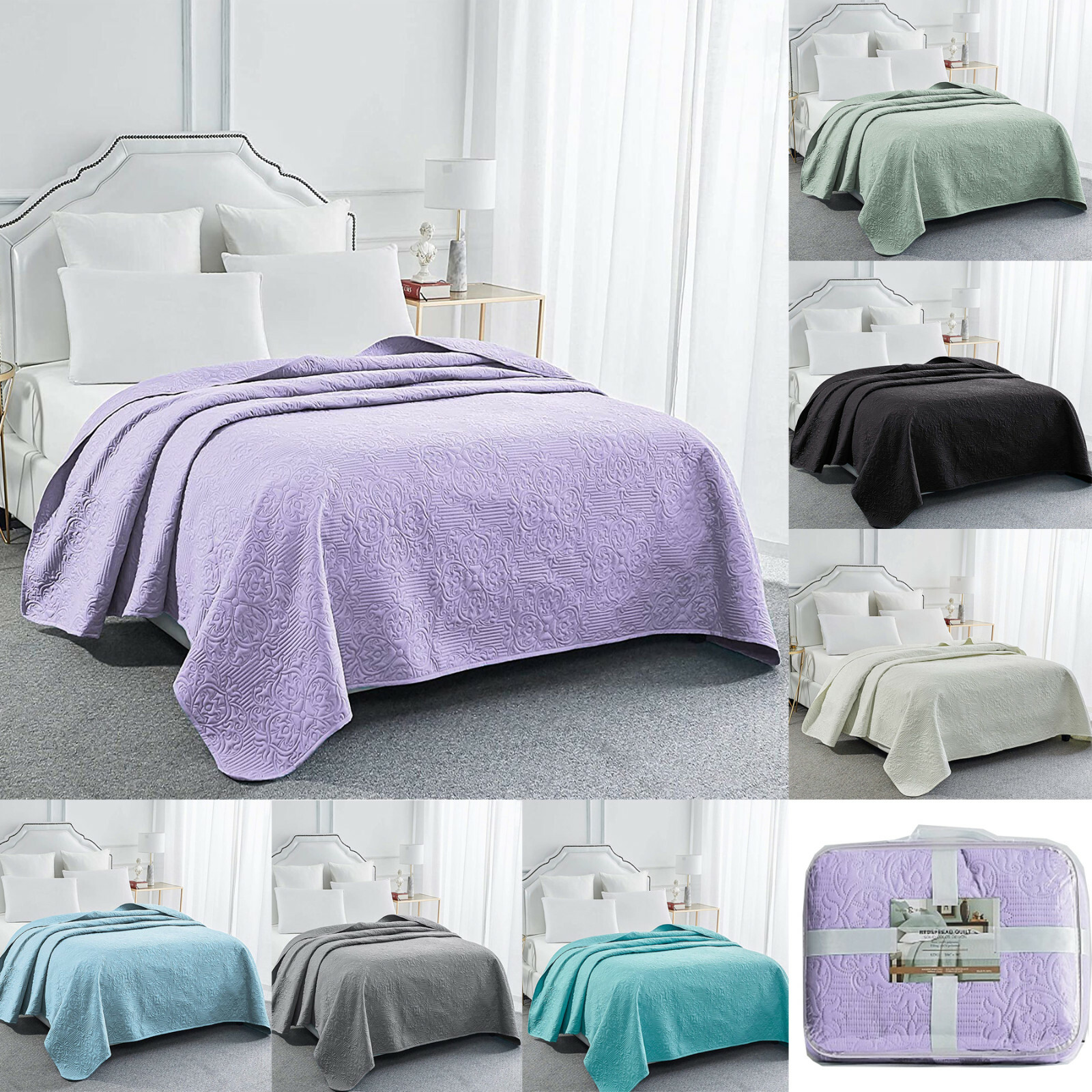 Embossed Bed Quilt Bedspread Soft Microfiber Bedding Coverlet