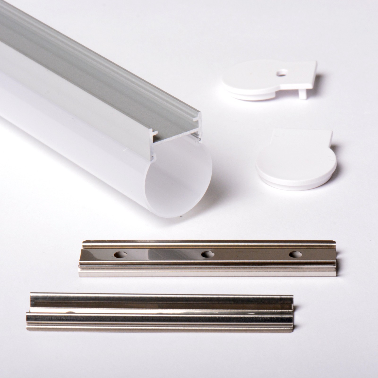 2m 2033 20x33mm PROFILO ALLUMINIO TONDO TUBO PER STRISCE LED A PARETE O SOSPESE