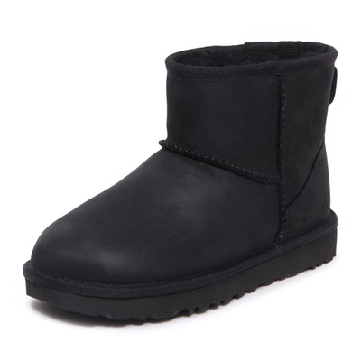 Pre-owned Ugg 2138au Stivale Donna  Classic Mini Leather Woman Boot In Nero