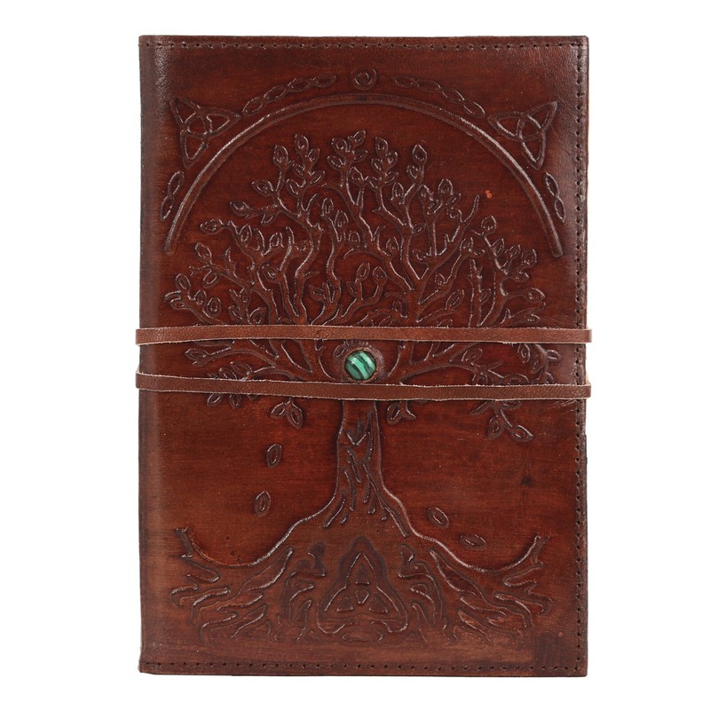 Leather Journal Refillable Lined Paper Tree of Life Handmade writing