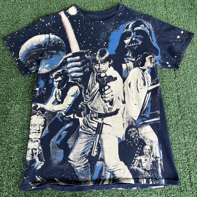 Men's Mad Engine Star Wars A New Hope Movie Poster Blue AOP T-Shirt Size Small