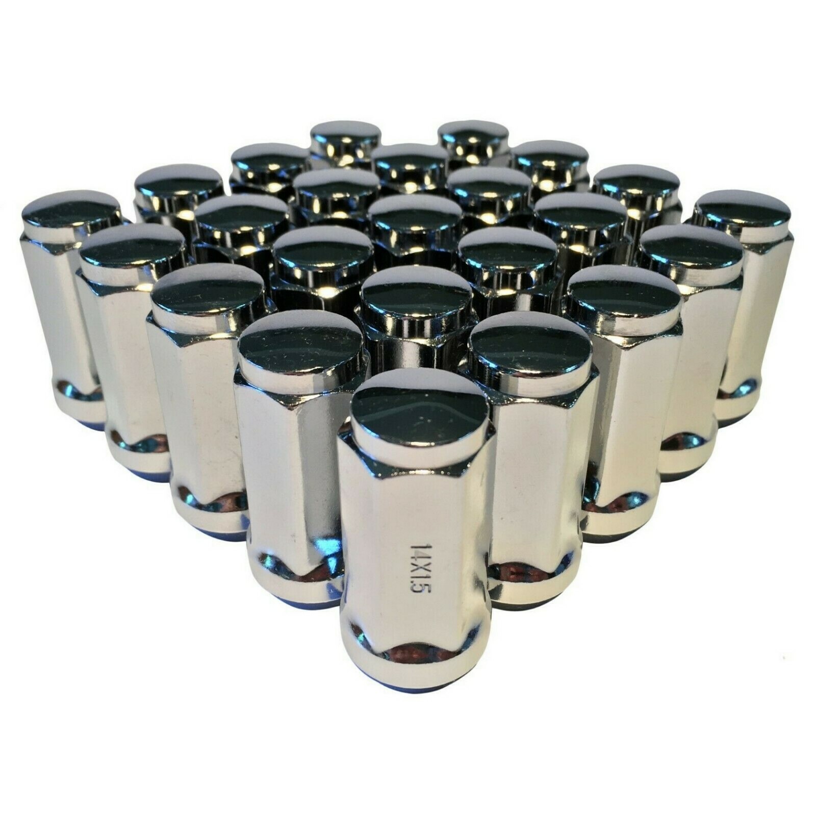 24 Chrome Long Truck Lug Nuts 14x1.5 Chevrolet GMC Silverado Sierra 1.9