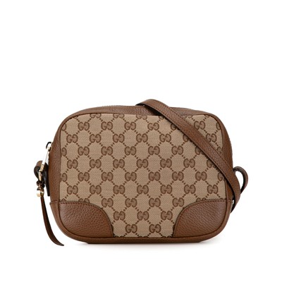Authenticated Gucci GG Bree Crossbody Brown Beige Canvas Fabric Bag