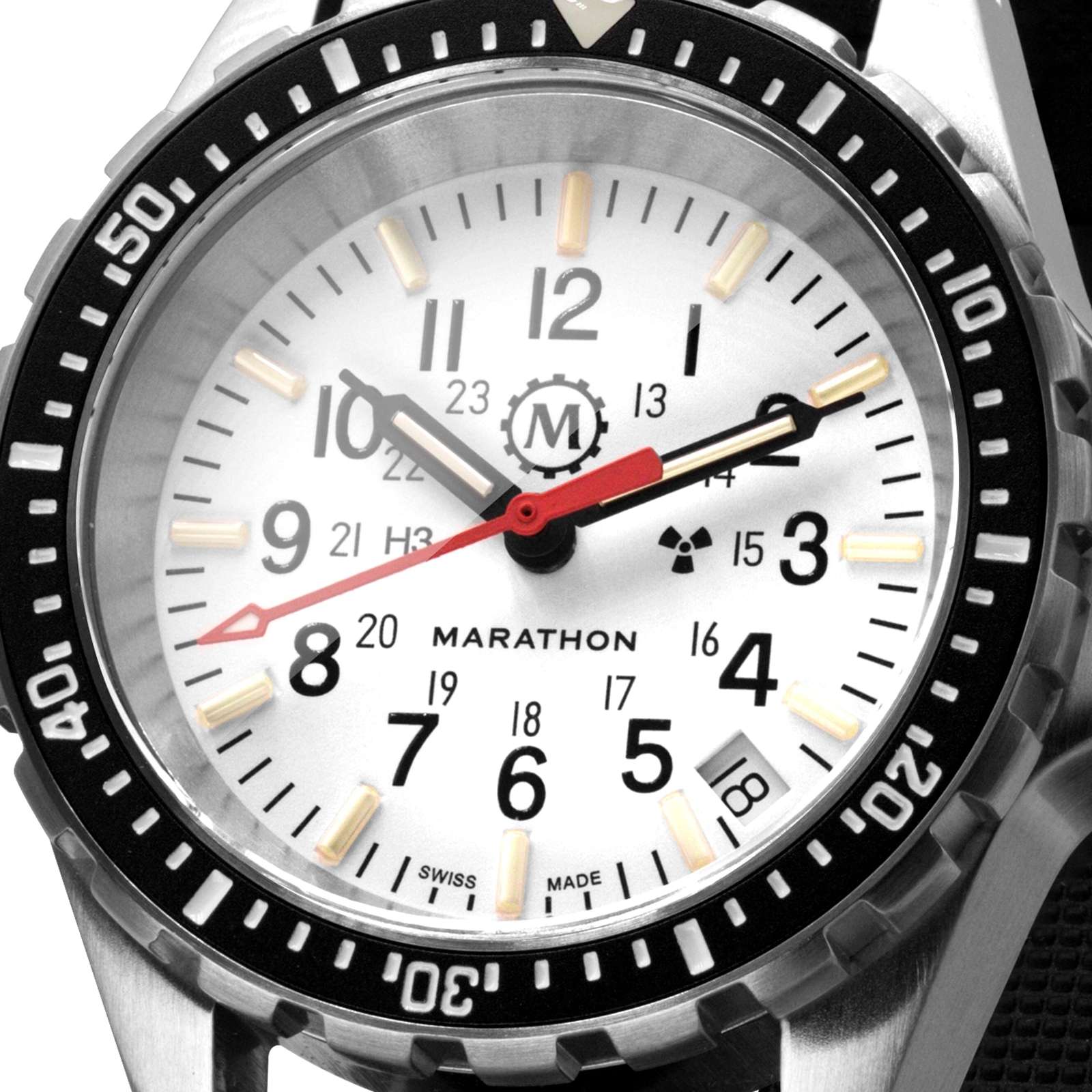 Pre-owned Marathon Artic Medium Tsar H3  Dive Watch, 36mm, 3-pc Swiss Strap -