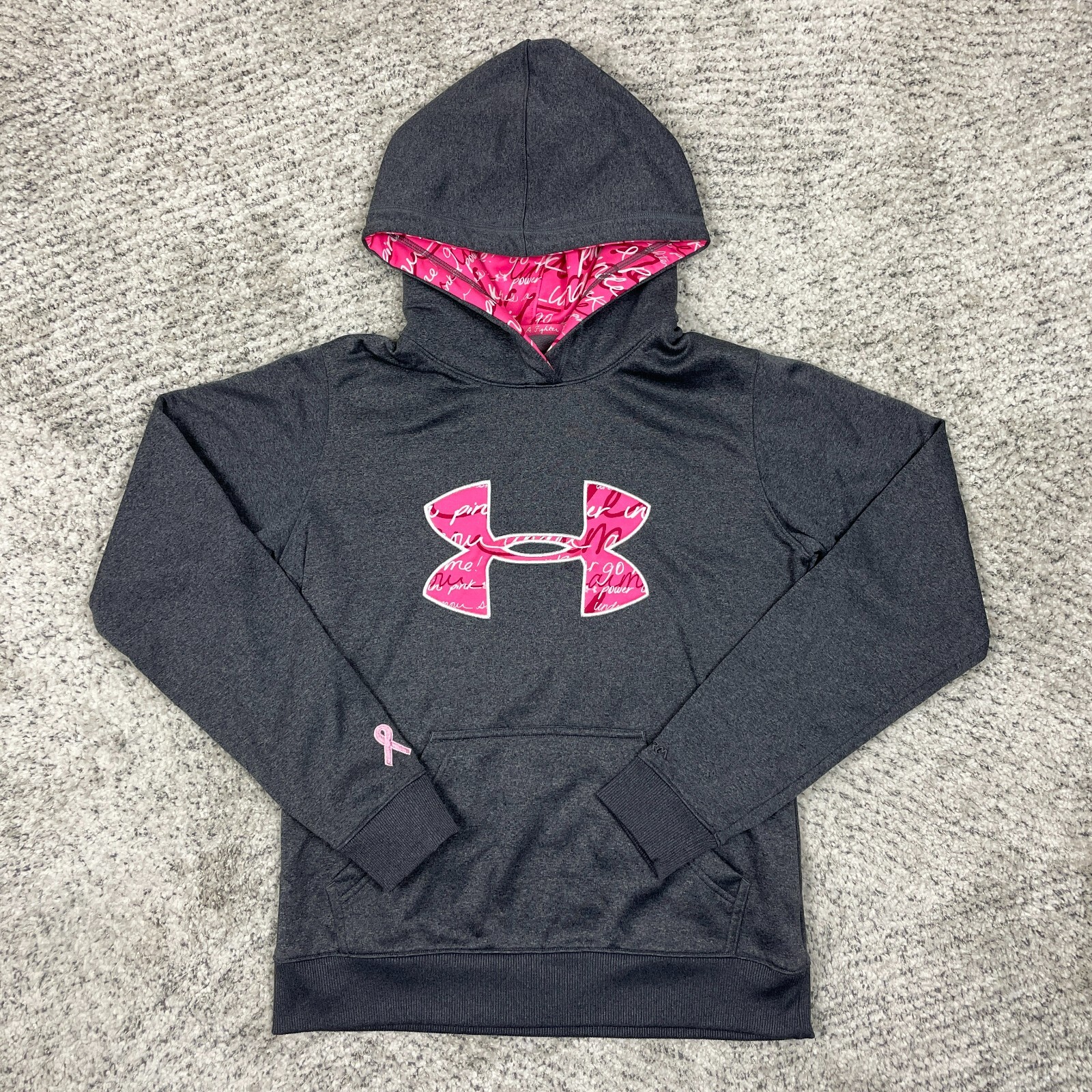Under Armour Sweatshirt Womens XS Pink Ribbon Gray Breast Cancer Awareness  GUC | eBay