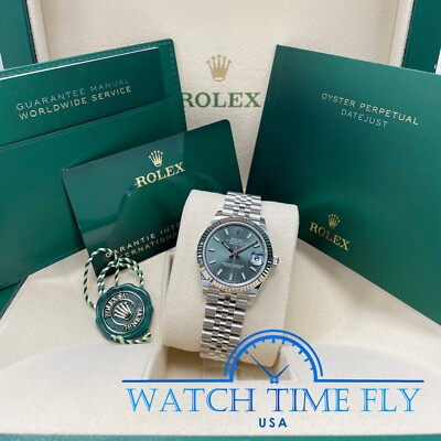 Rolex 278274 Datejust 31mm Steel and White Gold Fluted Bezel Mint Green Dial 