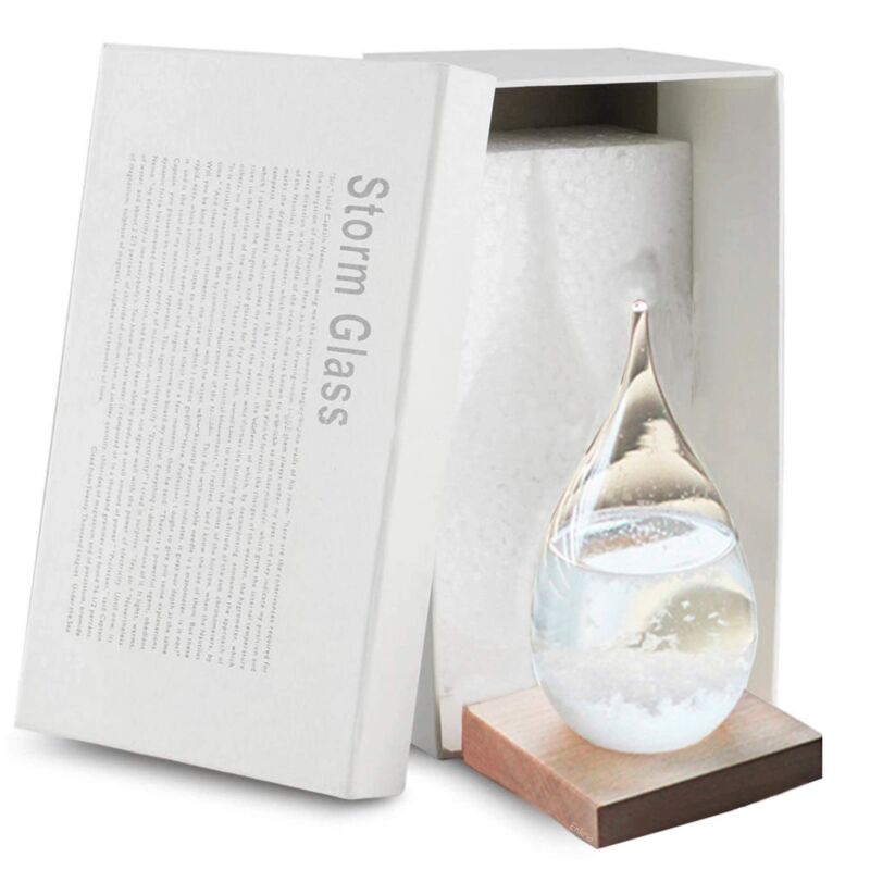 Storm Glass Weather Station Weather Predictor Barometer Bottle with Wood