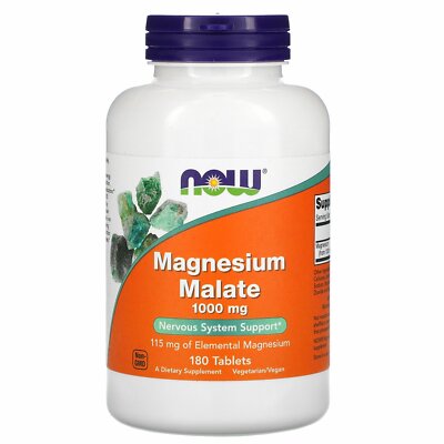 Now Foods Magnesium Malate 1 000 мг 180 таблеток с гарантией качества GMP, веганский,