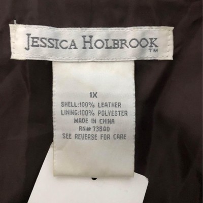 NWT 1X Jessica Holbrook 100% Suede Leather Brown Jacket Buttons C5319
