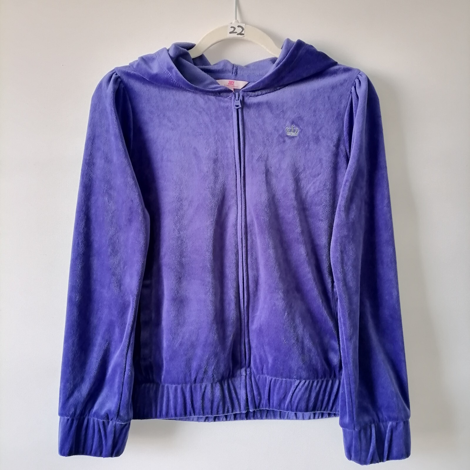 Juicy Couture Womens Periwinkle Velour Full Zip Hoodie