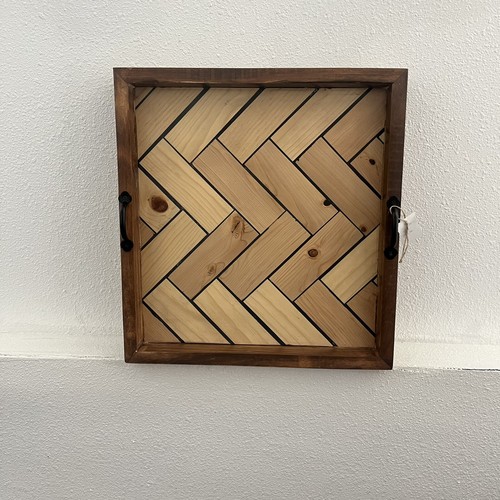 Square Large Ottoman Tray Extra Large Serving Tray with Handles Rustic Wood.