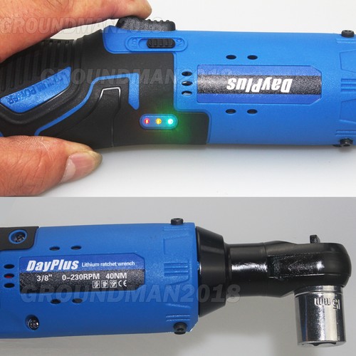 3/8'' Electric Cordless Ratchet 100Nm Right Angle Wrench w/ 2 Battery Socket Set