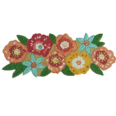 Beaded Table Runner Spring Fall Easter Mothers Day Floral 34'' MINT Shabby Chic