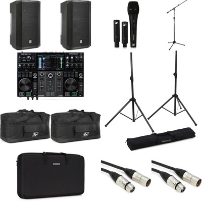 Denon DJ Prime GO Rechargeable DJ System and EVERSE12 Battery-powered Speakers