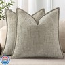 decorUhome Chenille Throw Pillow Covers 20x20 Set of 2, Thick Textured Slubby Neutral Decorative Pillow Covers with Elegant Design for Couch, Sofa, Living Room, Light Brown