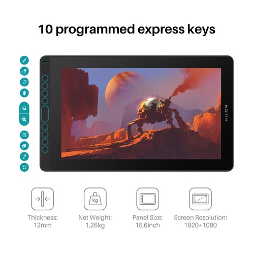 HUION Kamvas 16 2021 Graphics Tablet Pen Display 120% sRGB 15,6" Refurbished