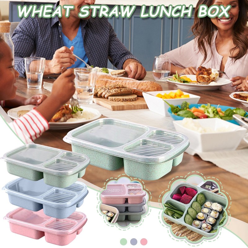 3-compartment Plastic Divided Food Storage Container Case Bo
