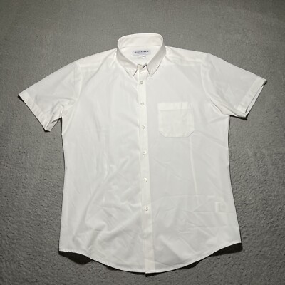 Mizzen Main Shirt Mens Medium White Golf Short Sleeve Pocket Stretch Lightweight
