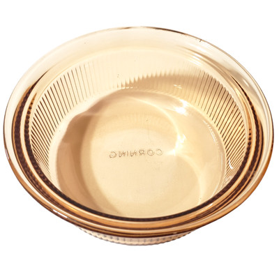 Corning Bowl Amber Glass Casserole Dish C-16-B 1 Pint Vintage Microwave Freezer